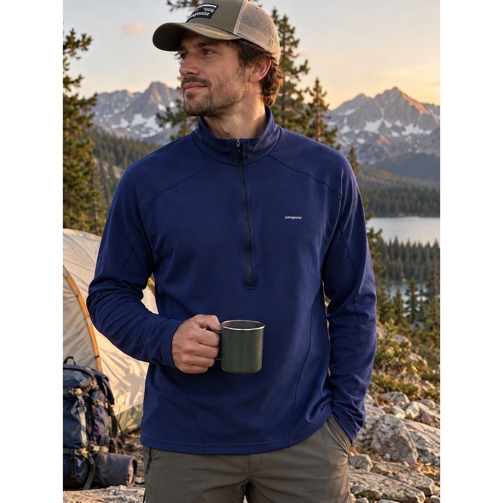 Patagonia Capilene Midweight Zip Neck Pullover Men's Blue M Baselayer Gorpcore
